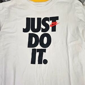 Nike White T-Shirt with Black and Red Print